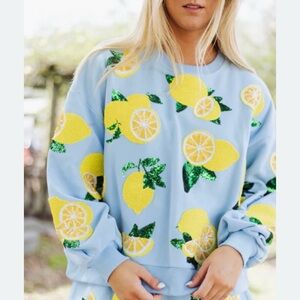 NWT QUEEN OF SPARKLES LEMON SWEATSHIRT SIZE L!